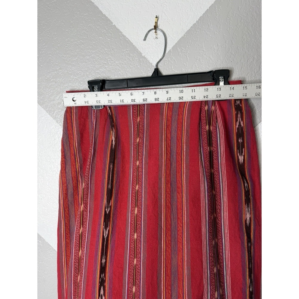 Boske River Ltd Women's Red Native Woven Cotton Skirt Made USA Size M 30" Waist - Picture 10 of 14